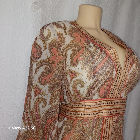 New York & Company New Dress Women Size L Multicolor Paisley Long Sleeve Dress - Picture 6 of 16